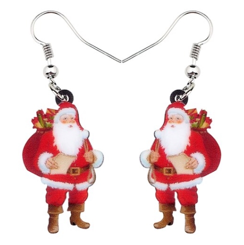 Boucles D'oreilles Noël - Lot De 6 Paires, Motifs Sapin, Clochette, Père Noël, Alliage