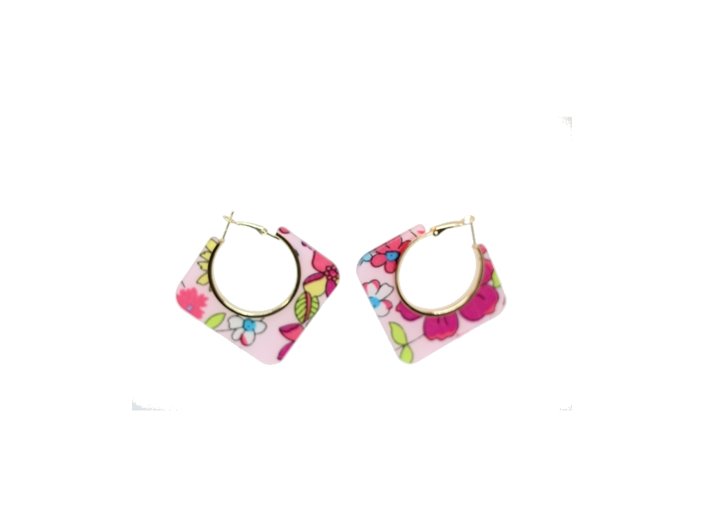 Boucles d'Oreilles - Femme - Créoles - 54 mm - Jonc - Sablé - Plaqué Or